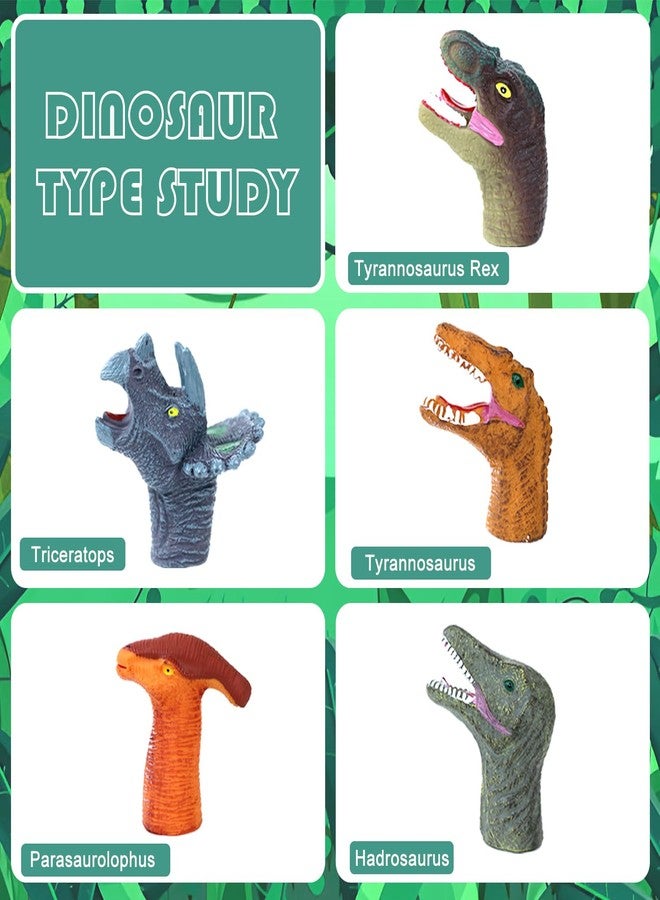 CALEST 5Pcs Dinosaur Finger Puppets, Dinosaur Birthday Party Decorations Supplies Finger, Rubber Finger Puppets, Bath Finger Puppet Bath Toys for Kids Girls Boys, Finger Family Puppets for Kids Ages 3-5 - Image 3